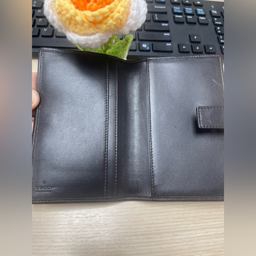 Vintage GUCCI GG Canvas Brown Drk Brown Lthr Bifold Diary Day Planner/Organizer - Picture 5 of 16